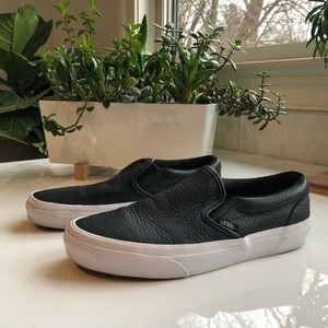 Vans Slip-ons - Black leather - (women’s sz 8)